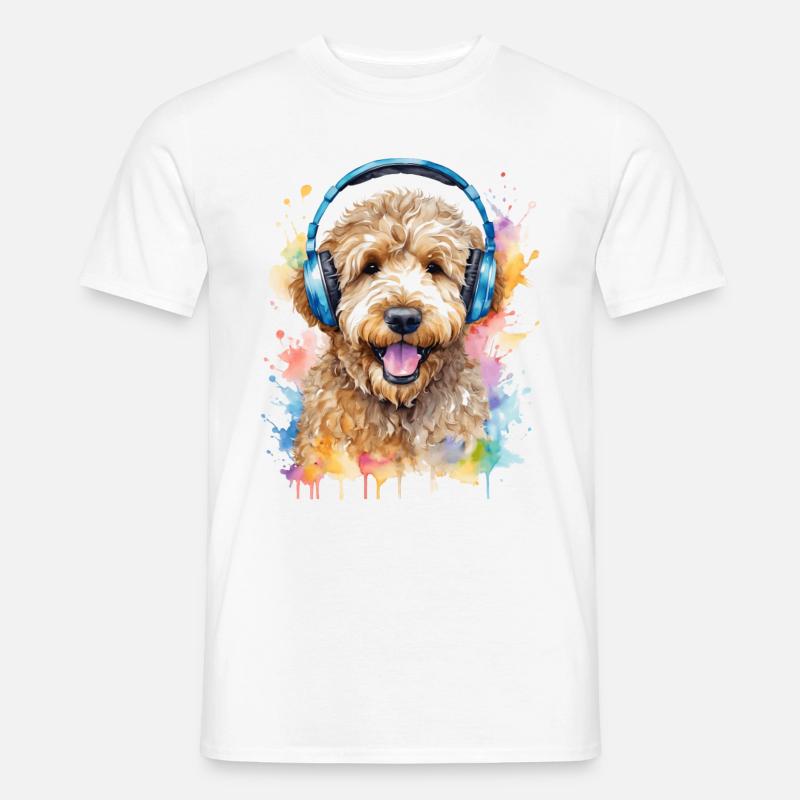 Goldendoodle Kopfhörer Hund Tier Design Print - Männer T-Shirt - Weiß