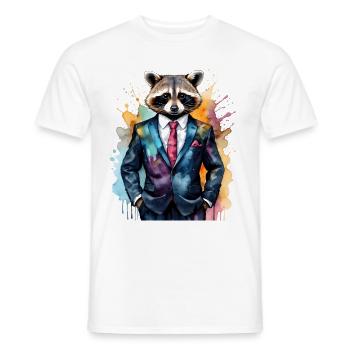 Costume de raton laveur Imprimé de conception d’animaux colorés - T-shirt homme - blanc - Devant - AI Model Male 178 dark (178cm)
