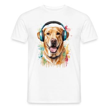 Labrador Retriever Kopfhörer Hund Tier Print - Männer T-Shirt - Weiß - Vorne - AI Model Male 178 dark (178cm)