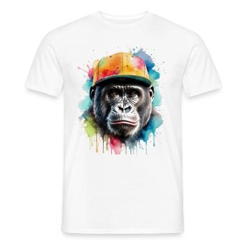 Gorille Snapback Cap Monkey Cool Animal Design Print - T-shirt homme - blanc - Devant - AI Model Male 178 dark (178cm)