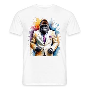 Costume de gorille singe Imprimé de conception d’animaux colorés - T-shirt homme - blanc - Devant - AI Model Male 178 dark (178cm)