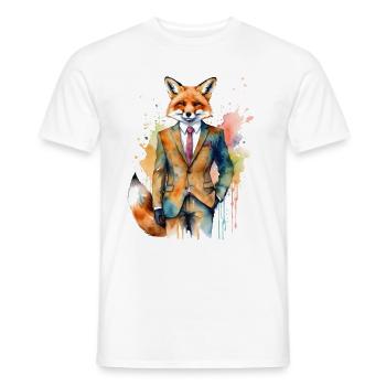 Fuchs Anzug Bunt Tier Design Print - Männer T-Shirt - Weiß - Vorne - AI Model Male 178 dark (178cm)