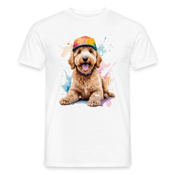 Goldendoodle Snapback Cap Chien Animal Design Print - T-shirt homme - blanc - Devant - AI Model Male 178 dark (178cm)