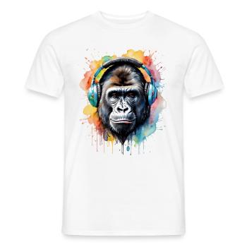Casque Gorille Singe Coloré Animal Design Imprimer - T-shirt homme - blanc - Devant - AI Model Male 178 dark (178cm)