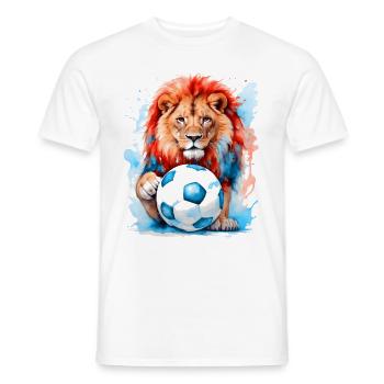 Löwe Fußball Bunt Tschechien Tier Design Print - Männer T-Shirt - Weiß - Vorne - AI Model Male 178 dark (178cm)