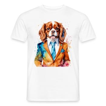 Cavalier King Charles Spaniel Costume Imprimé Chien - T-shirt homme - blanc - Devant - AI Model Male 178 dark (178cm)
