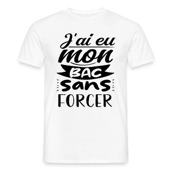 j'ai eu mon bac sans forcer - T-shirt homme - blanc - Devant - AI Model Male 178 dark (178cm)