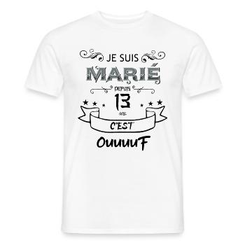 Marié depuis 13 ans rien ne m'effraie - T-shirt homme - blanc - Devant - AI Model Male 178 dark (178cm)
