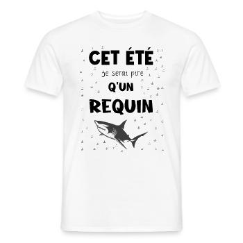 cet été je serai pire qu'un requin - T-shirt homme - blanc - Devant - AI Model Male 178 dark (178cm)