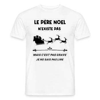Le Père Noël n’existe pas - T-shirt homme - blanc - Devant - AI Model Male 178 dark (178cm)