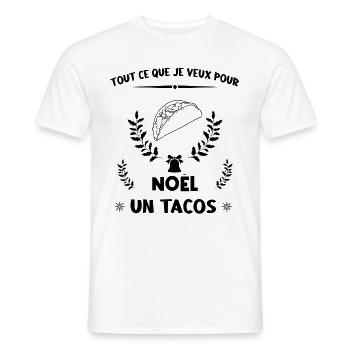 Tout ce que je veux pour Noël, un Tacos - T-shirt homme - blanc - Devant - AI Model Male 178 dark (178cm)