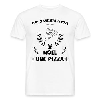 Tout ce que je veux pour Noël, Une pizza - T-shirt homme - blanc - Devant - AI Model Male 178 dark (178cm)