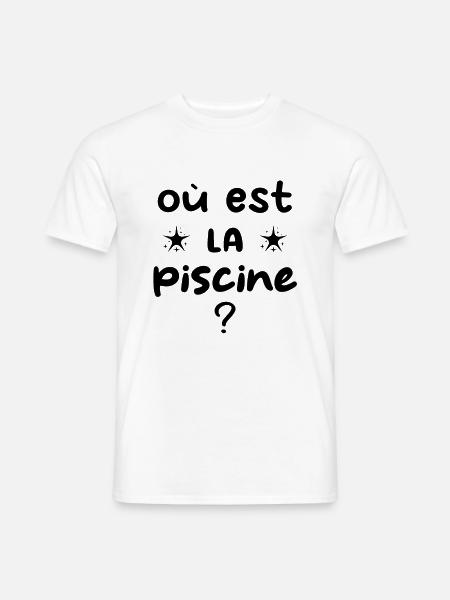 où est la piscine - T-shirt homme - blanc