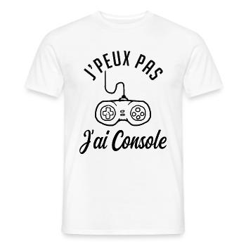j'peux pas j'ai console - T-shirt homme - blanc - Devant - AI Model Male 178 dark (178cm)