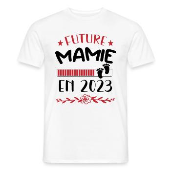 Bientôt Mamie - Mamy - Naissance - Bébé - Enfant - T-shirt homme - blanc - Devant - AI Model Male 178 dark (178cm)