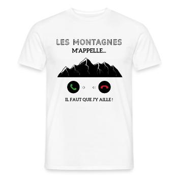 les montagnes m'appelle il faut que j'y aille! - T-shirt homme - blanc - Devant - AI Model Male 178 dark (178cm)