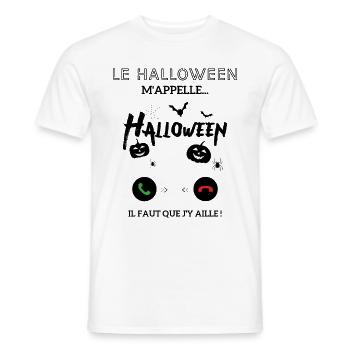 le halloween m'appelle il faut que j'y aille - T-shirt homme - blanc - Devant - AI Model Male 178 dark (178cm)
