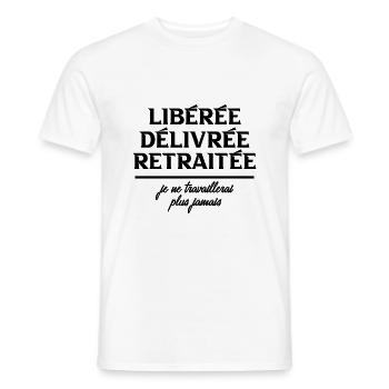 retraité je ne travaillerais plus jamais - T-shirt homme - blanc - Devant - AI Model Male 178 dark (178cm)