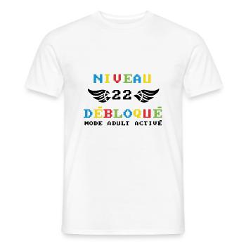niveau 22 débloqué mode adult activé - T-shirt homme - blanc - Devant - AI Model Male 178 dark (178cm)