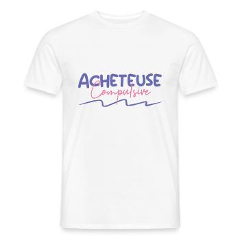 Acheteuse compulsive - T-shirt homme - blanc - Devant - AI Model Male 178 dark (178cm)