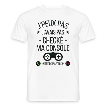 je peux pas j'avais checké ma console - T-shirt homme - blanc - Devant - AI Model Male 178 dark (178cm)