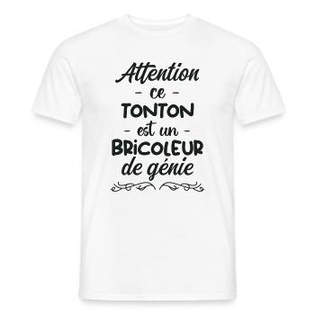 attention ce tonton est un bricoleur de génie - T-shirt homme - blanc - Devant - AI Model Male 178 dark (178cm)
