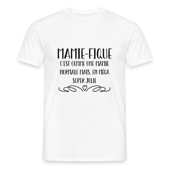 MAMIE-Fiquec'est comme une mamie normale - T-shirt homme - blanc - Devant - AI Model Male 178 dark (178cm)