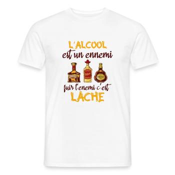 L'alcool est un ennemi - T-shirt homme - blanc - Devant - AI Model Male 178 dark (178cm)