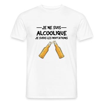 je ne suis pas alcoolique je subis les invitations - T-shirt homme - blanc - Devant - AI Model Male 178 dark (178cm)