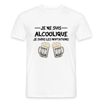 je ne suis pas alcoolique je subis les invitations - T-shirt homme - blanc - Devant - AI Model Male 178 dark (178cm)