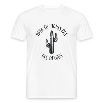 Papa tu piques, pas de bisous ! - T-shirt homme - blanc - Devant - AI Model Male 178 dark (178cm)