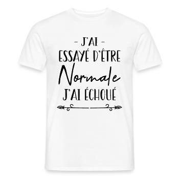 j'ai essaye d'être normale j'ai échoue - T-shirt homme - blanc - Devant - AI Model Male 178 dark (178cm)