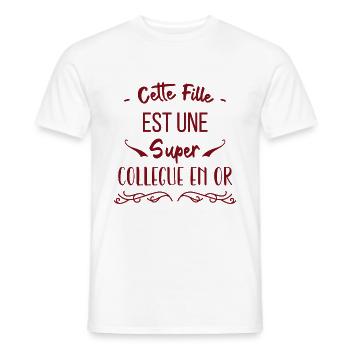 Cette fille est une super collègue en or0 - T-shirt homme - blanc - Devant - AI Model Male 178 dark (178cm)