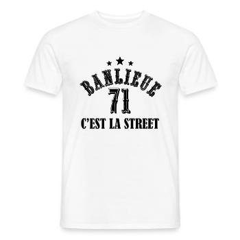 banlieue 71 c'est la street - T-shirt homme - blanc - Devant - AI Model Male 178 dark (178cm)