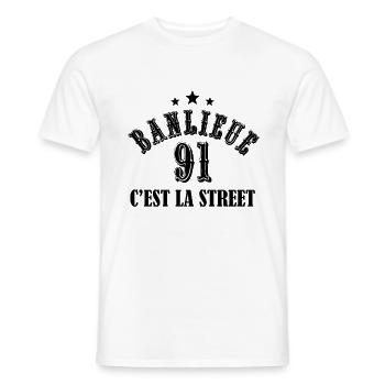 banlieue 91 c'est la street - T-shirt homme - blanc - Devant - AI Model Male 178 dark (178cm)