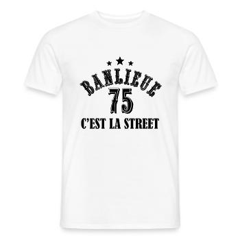 banlieue 75 c'est la street - T-shirt homme - blanc - Devant - AI Model Male 178 dark (178cm)