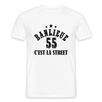 banlieue 55 c'est la street - T-shirt homme - blanc - Devant - AI Model Male 178 dark (178cm)