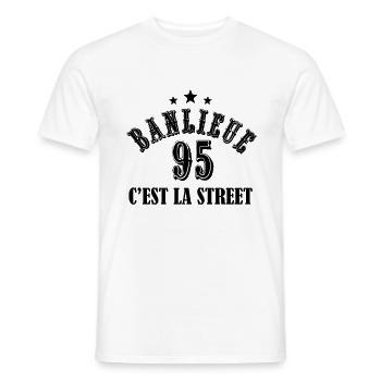 banlieue 95 c'est la street - T-shirt homme - blanc - Devant - AI Model Male 178 dark (178cm)