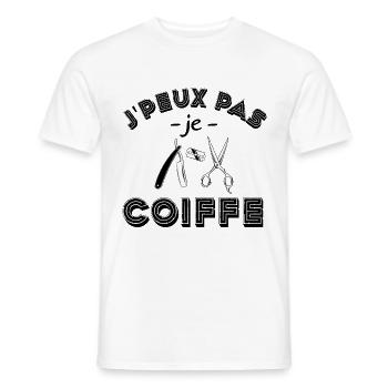 je peux pas je coiffe - T-shirt homme - blanc - Devant - AI Model Male 178 dark (178cm)