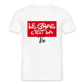 le gras c est la vie - T-shirt homme - blanc - Devant - AI Model Male 178 dark (178cm)