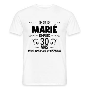 Marié depuis 30 ans rien ne m'effraie - T-shirt homme - blanc - Devant - AI Model Male 178 dark (178cm)