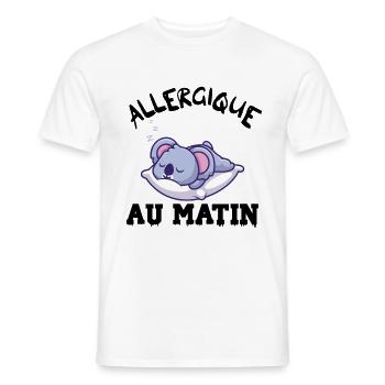 allergique au matin - T-shirt homme - blanc - Devant - AI Model Male 178 dark (178cm)