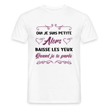 Oui Je Suis Petite Alors Baisse Les Yeux - T-shirt homme - blanc - Devant - AI Model Male 178 dark (178cm)