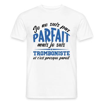 Je ne suis pas parfaite mais Tromboniste - T-shirt homme - blanc - Devant - AI Model Male 178 dark (178cm)