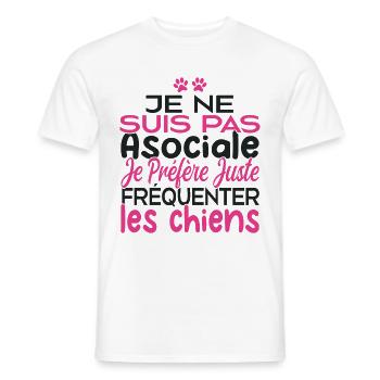 Je préfère juste fréquenter les chiens - T-shirt homme - blanc - Devant - AI Model Male 178 dark (178cm)