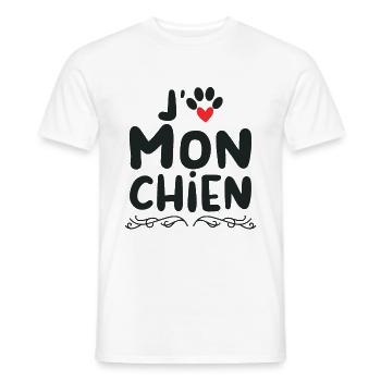J aime mon chien - T-shirt homme - blanc - Devant - AI Model Male 178 dark (178cm)