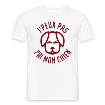 j'Peux pas j'ai mon chien - T-shirt homme - blanc - Devant - AI Model Male 178 dark (178cm)