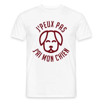 j'Peux pas j'ai mon chien - T-shirt homme - blanc - Devant - AI Model Male 178 dark (178cm)