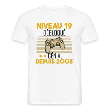 niveau 19 débloqué génial depuis 2003 - T-shirt homme - blanc - Devant - AI Model Male 178 dark (178cm)
