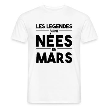 Légende née en mars - T-shirt homme - blanc - Devant - AI Model Male 178 dark (178cm)